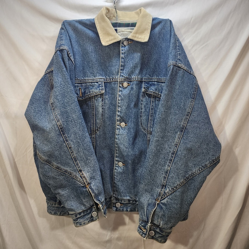 Vtg Pepe Jeans London XL Denim Jean Jacket/‎ Coat Flannel Linning 80's 90's HK